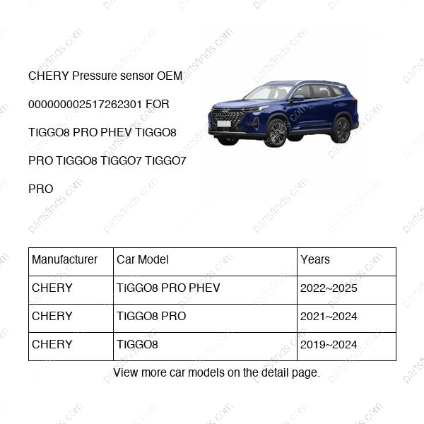 000000002517262301|000000002517262301 | Pressure sensor | CHERY parts | | | TIGGO8 PRO PHEV | TIGGO8 PRO | TIGGO8 | PartsFinds