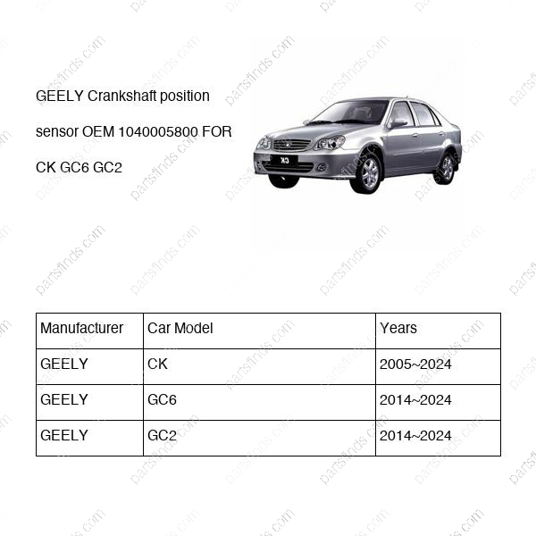 1040005800|1040005800 | Crankshaft position sensor | GEELY parts | | | CK | GC6 | GC2 | PartsFinds