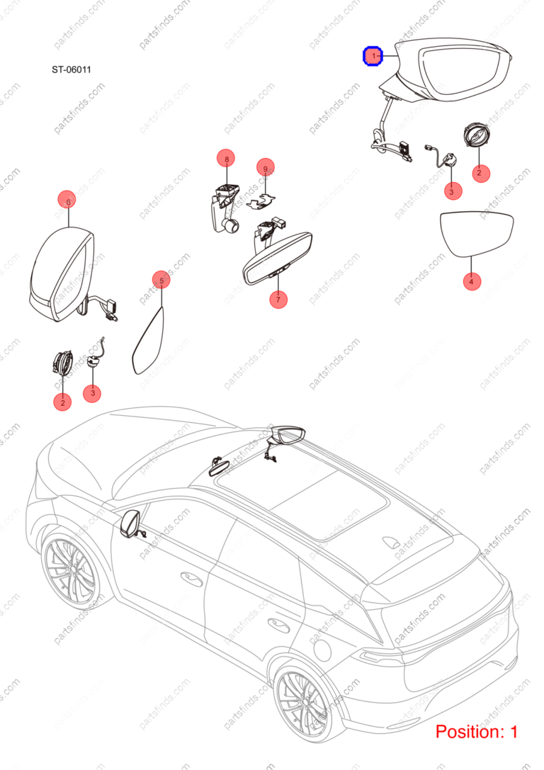 12090497-00|1209049700 | Reverse mirror assembly | BYD parts | STF-8202109 | STF8202109 | Tang EV | PartsFinds