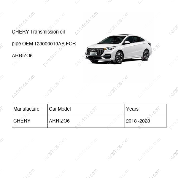 123000019AA|123000019AA | Transmission oil pipe | CHERY parts | | | ARRIZO6 | PartsFinds