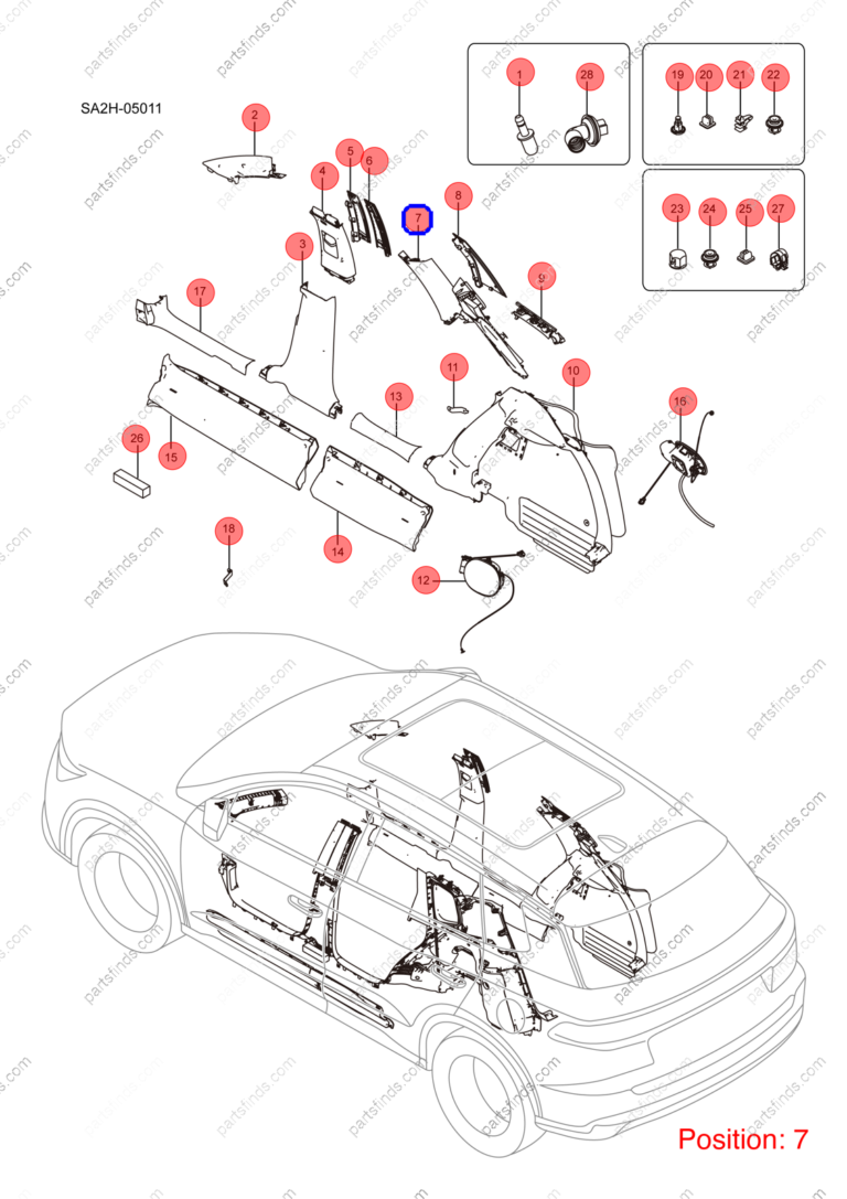 12412365-00|1241236500 | C-pillar trim panel | BYD parts | SA2FC-5402320-00DJ | SA2FC540232000DJ | Song PRO EV | PartsFinds