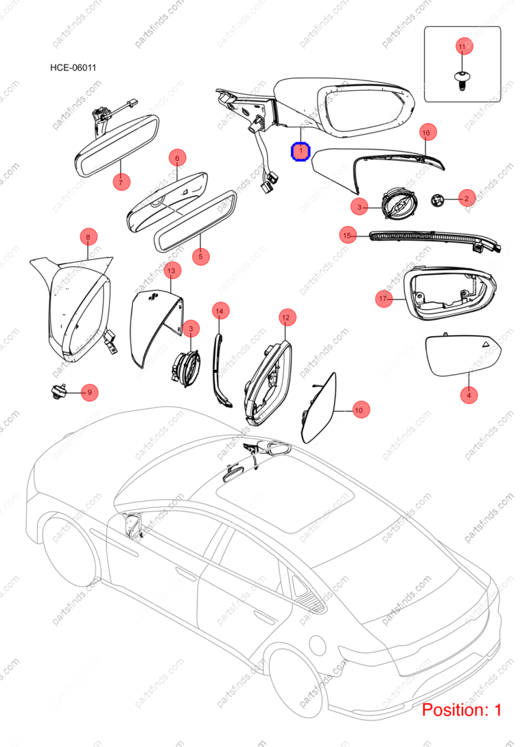 12612908-00|1261290800 | Reverse mirror assembly | BYD parts | HC-8202109 | HC8202109 | Han EV | PartsFinds