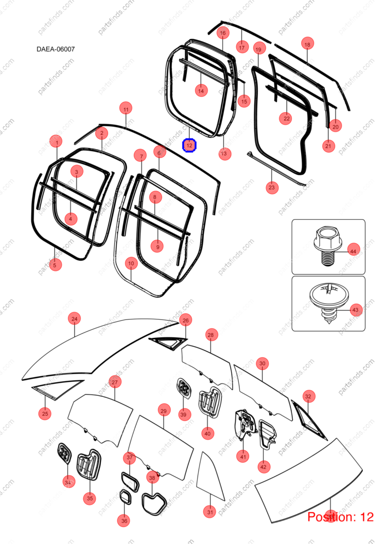 12836558-00|1283655800 | Door frame weatherstrip | BYD parts | DAEA-5407112 | DAEA5407112 | D1 EV | PartsFinds