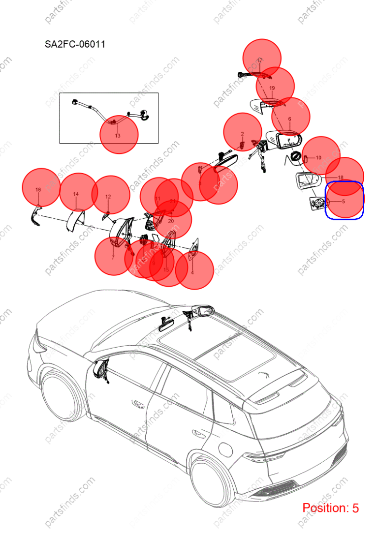 12907169-00|1290716900 | Reverse mirror assembly | BYD parts | SA2FC-8202100L | SA2FC8202100L | Song PRO EV | PartsFinds
