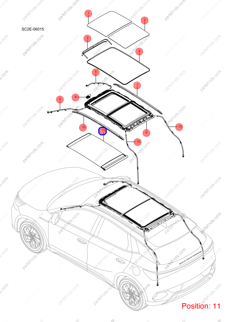 13069267-00|1306926700 | Sunroof sunshade | BYD parts | SC2E-5703130A | SC2E5703130A | Atto3 PLUS EV | Yuan PLUS EV | PartsFinds