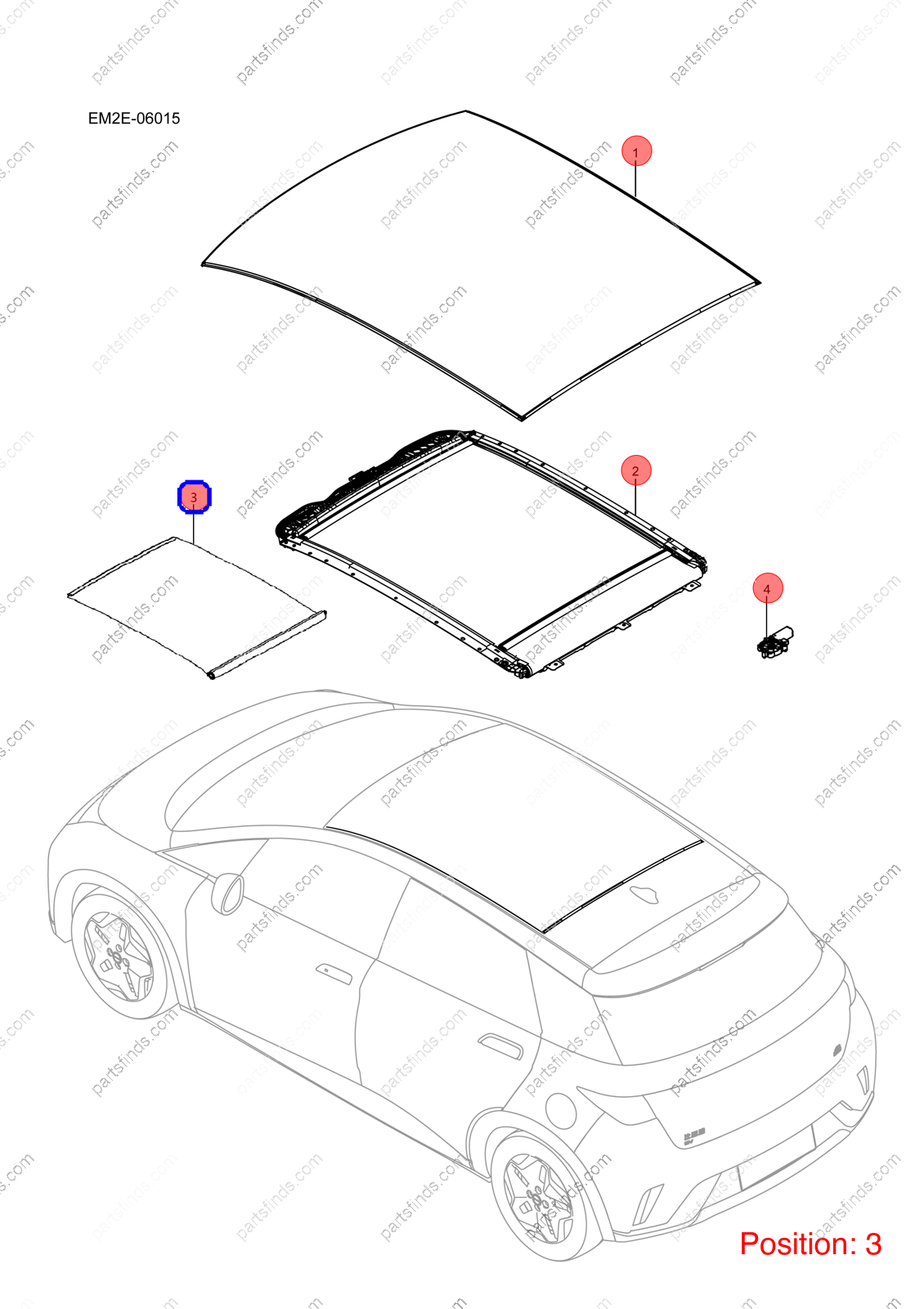 13098686-00|1309868600 | Sunroof sunshade | BYD parts | EM2E-5703134A | EM2E5703134A | Dolphin EV | PartsFinds 13098686-00|1309868600 | Sunroof sunshade | BYD parts | EM2E-5703134A | EM2E5703134A | Dolphin EV | PartsFinds