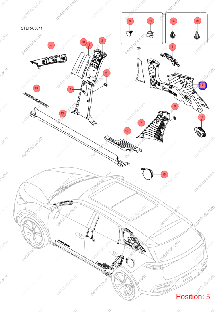 13129674-00|1312967400 | C-pillar trim panel | BYD parts | STHA-5402310E-00A7 | STHA5402310E00A7 | Tang EV | PartsFinds