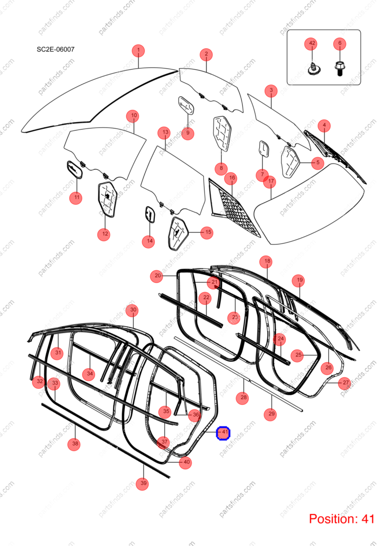 13167809-00|1316780900 | Door frame weatherstrip | BYD parts | SC2E-5407113 | SC2E5407113 | Atto3 PLUS EV | Yuan PLUS EV | PartsFinds