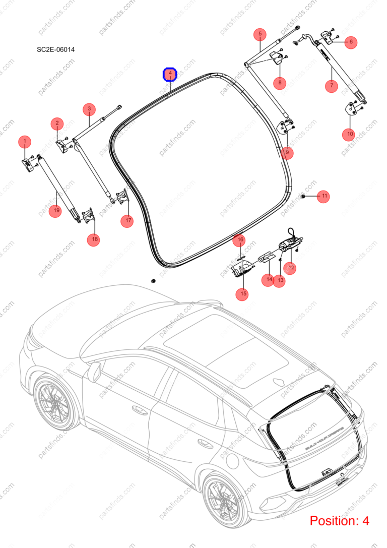13167812-00|1316781200 | Tailgate rubber strip | BYD parts | SC2E-5407115 | SC2E5407115 | Atto3 PLUS EV | Yuan PLUS EV | PartsFinds