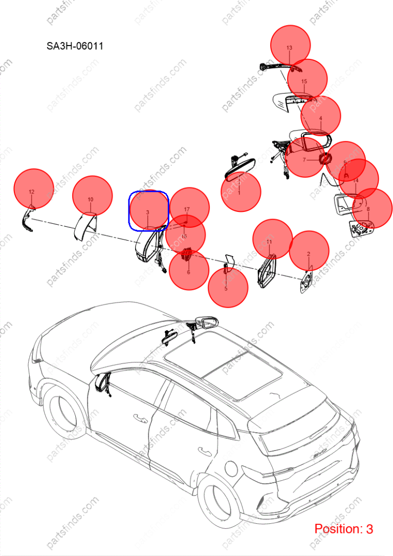13171058-00|1317105800 | Reverse mirror assembly | BYD parts | SA3F-8202100K-N1 | SA3F8202100KN1 | Song PLUS DM-i | PartsFinds