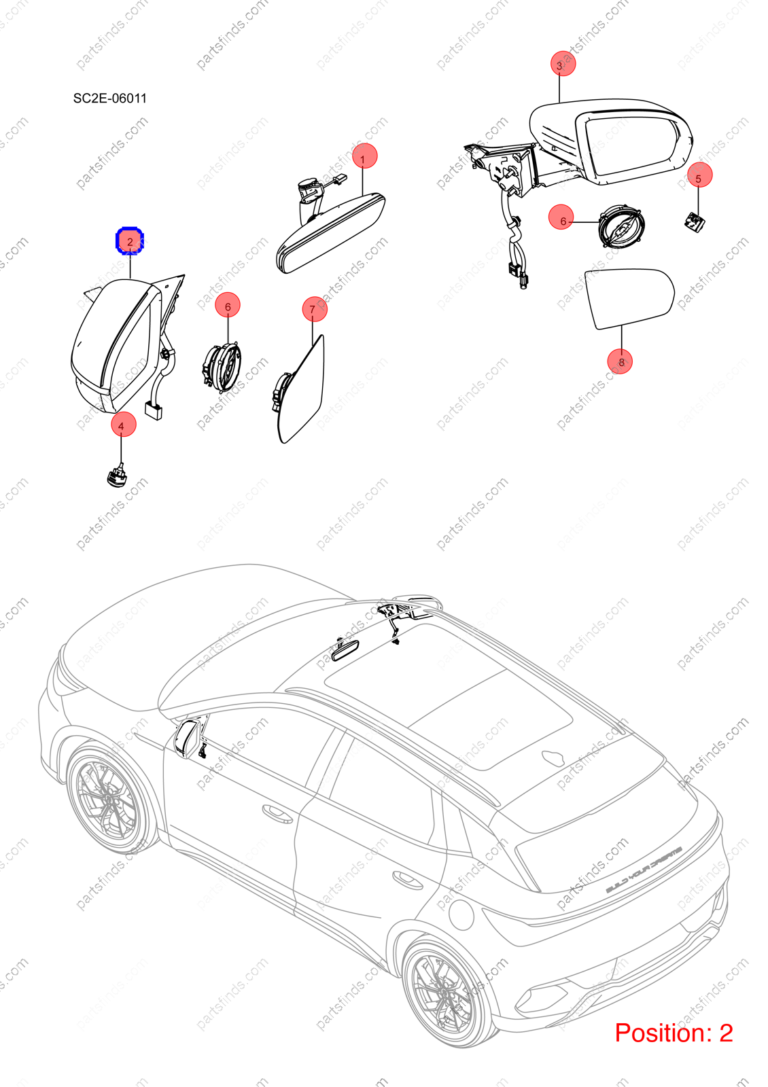 13178807-00|1317880700 | Reverse mirror assembly | BYD parts | SC2E-8202100 | SC2E8202100 | Atto3 PLUS EV | Yuan PLUS EV | PartsFinds