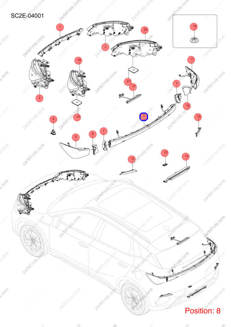 13184244-00|1318424400 | Taillight | BYD parts | SC2E-4107300 | SC2E4107300 | Atto3 PLUS EV | Yuan PLUS EV | PartsFinds