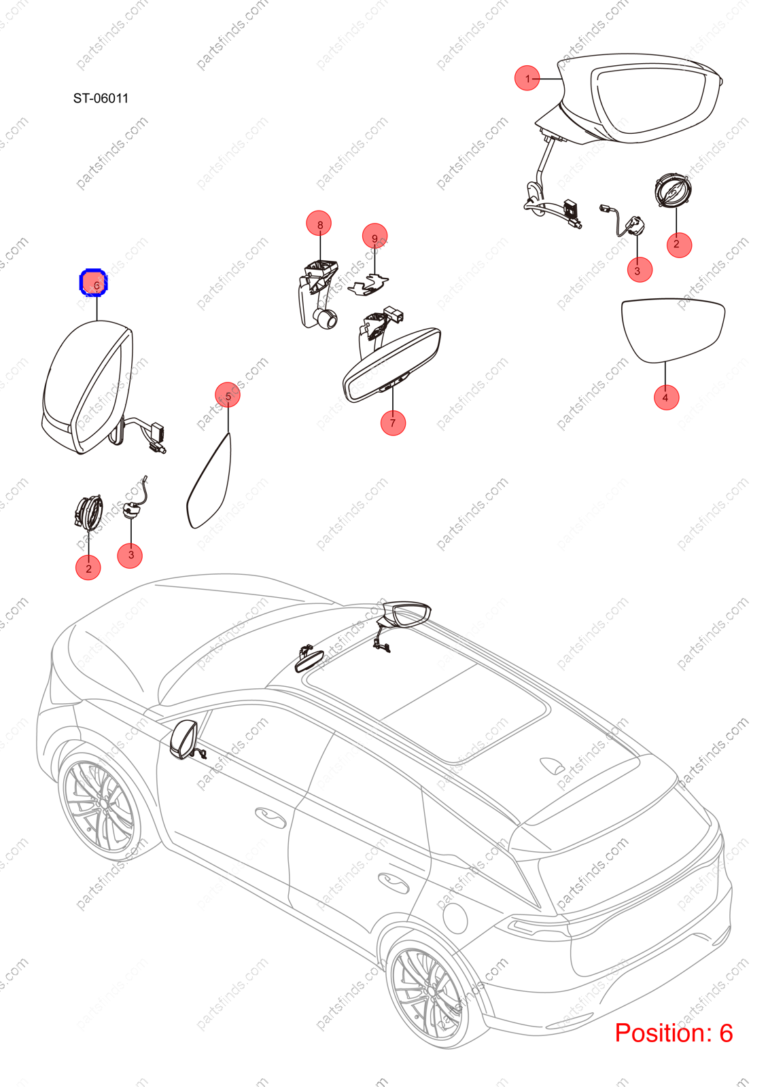13243410-00|1324341000 | Reverse mirror assembly | BYD parts | STHA-8202100J | STHA8202100J | Tang EV | PartsFinds