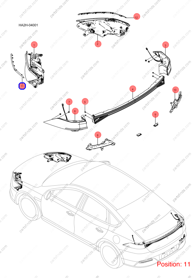13277963-00|1327796300 | Front headlight trim | BYD parts | HAD-4121310A | HAD4121310A | Qin PLUS DM-i | PartsFinds