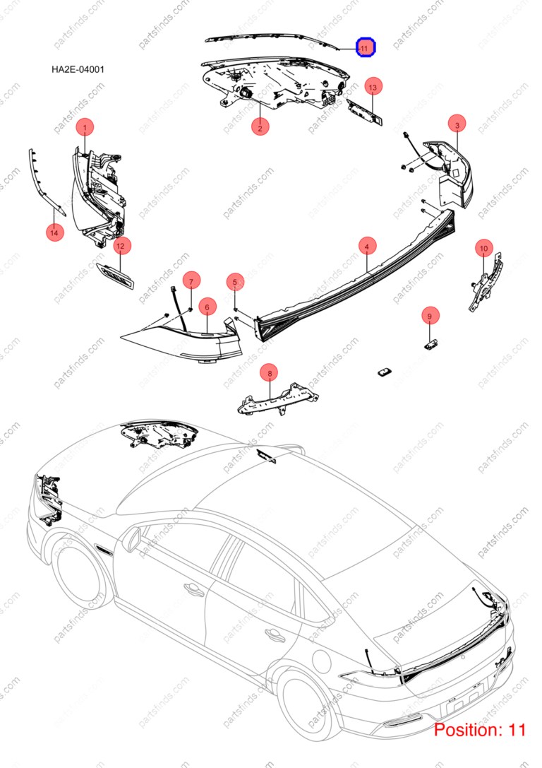 13277964-00|1327796400 | Front headlight trim | BYD parts | HAD-4121320A | HAD4121320A | Qin PLUS DM-i | PartsFinds
