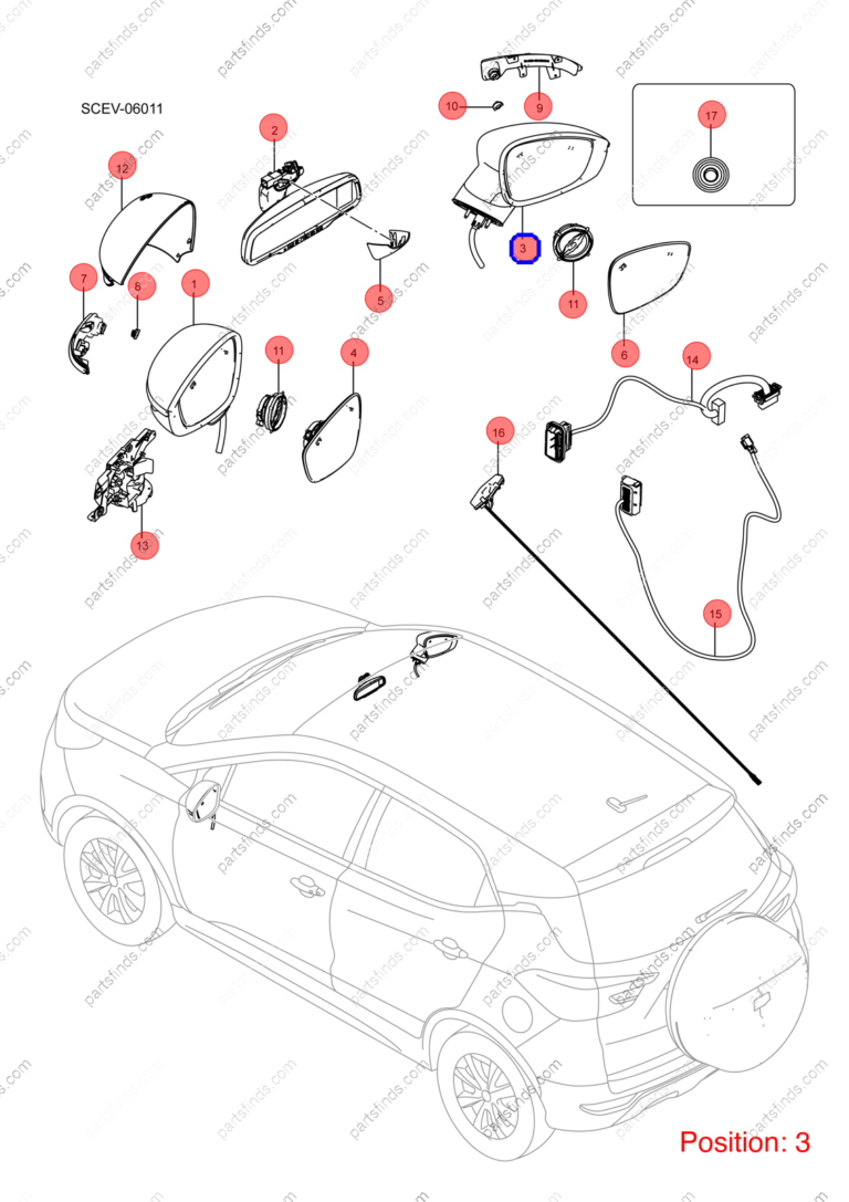 13333335-00|1333333500 | Reverse mirror assembly | BYD parts | SC-8202109S | SC8202109S | Atto3 PRO EV | Yuan PRO EV | PartsFinds