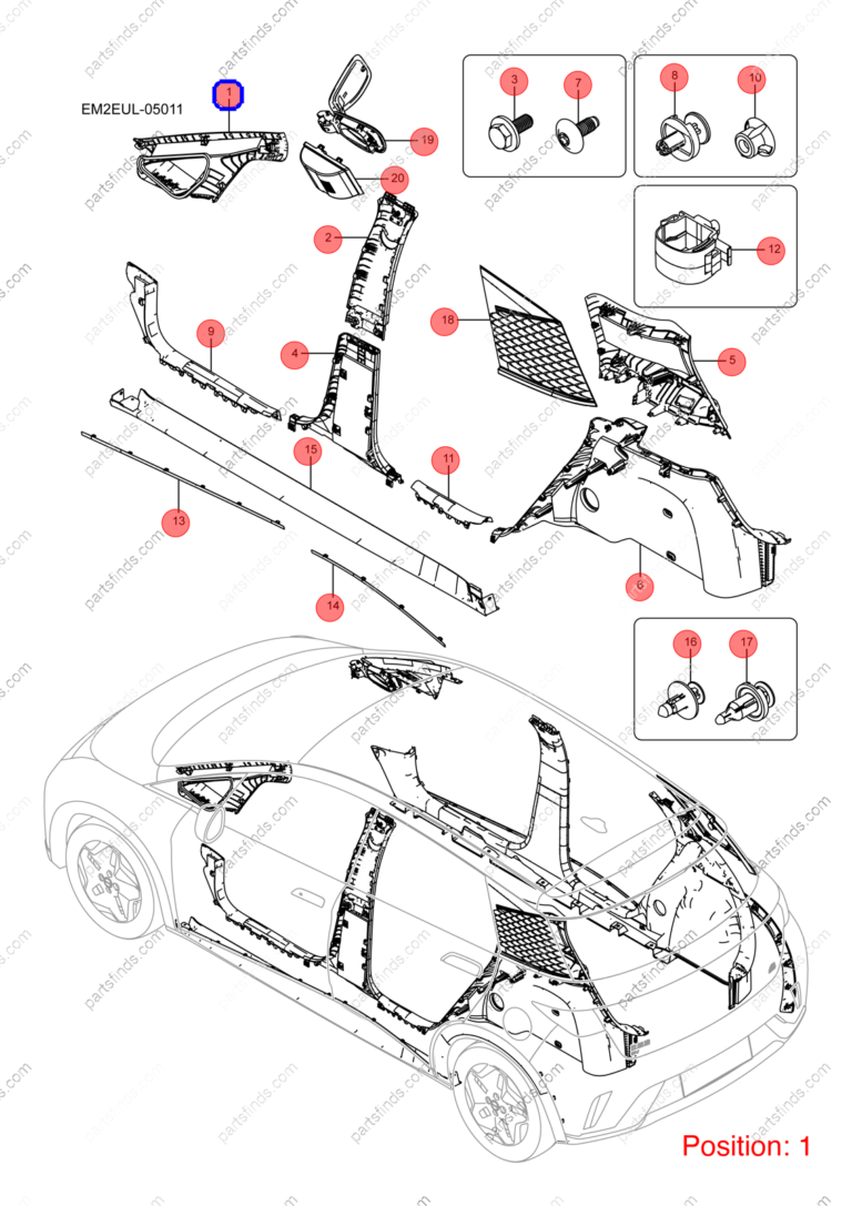 13355338-00|1335533800 | A-pillar trim panel | BYD parts | EM2E-5402120A | EM2E5402120A | Dolphin EV | PartsFinds