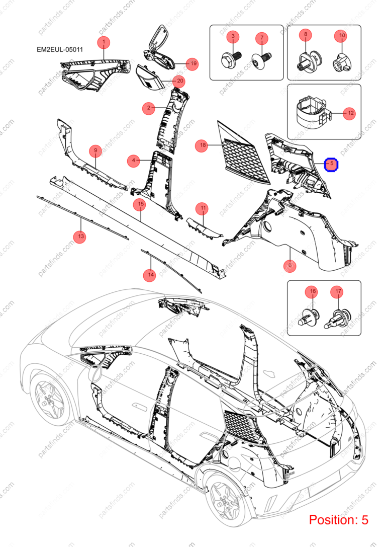 13355342-00|1335534200 | C-pillar trim panel | BYD parts | EM2E-5402320A | EM2E5402320A | Dolphin EV | PartsFinds