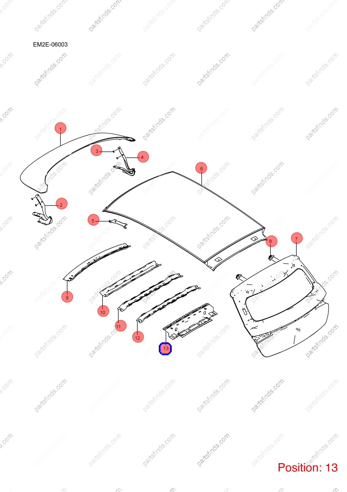13440481-00|1344048100 | Roof beam | BYD parts | EM2E-5701300/77 | EM2E570130077 | Dolphin EV | PartsFinds 13440481-00|1344048100 | Roof beam | BYD parts | EM2E-5701300/77 | EM2E570130077 | Dolphin EV | PartsFinds