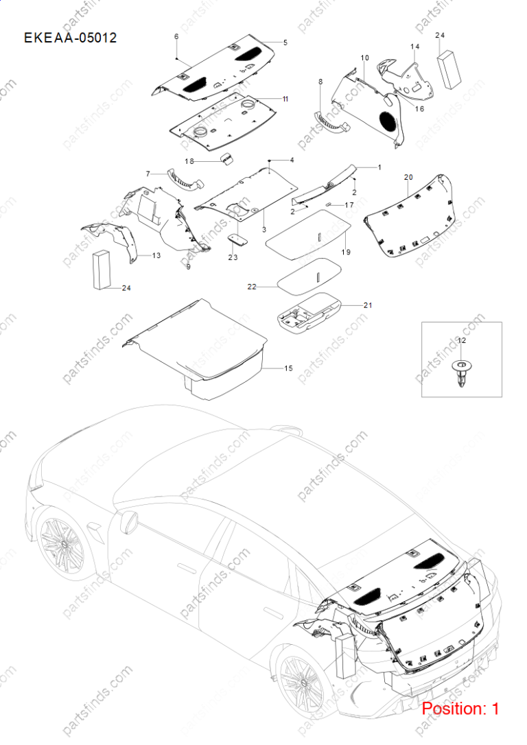 13444453-00|1344445300 | Rear spoiler trim | BYD parts | EKEA-5602070 | EKEA5602070 | Seal EV | PartsFinds