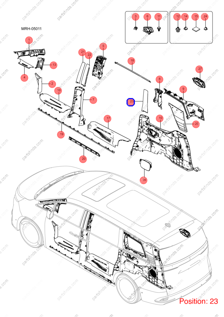 13495001-00|1349500100 | C-pillar trim panel | BYD parts | MRHB-5402960 | MRHB5402960 | DENZA D9 EV | DENZA D9 DM-i | DENZA D9 PHEV | PartsFinds