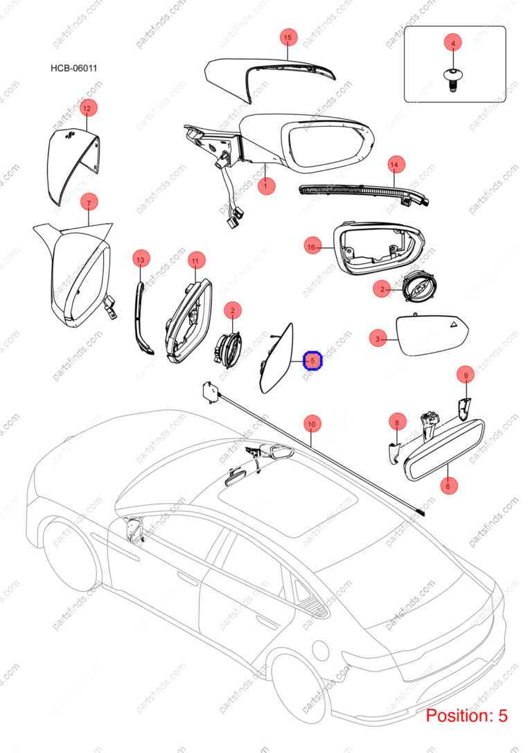 13499728-00|1349972800 | Reverse mirror assembly | BYD parts | HC-8202100E-D3 | HC8202100ED3 | Han EV | PartsFinds