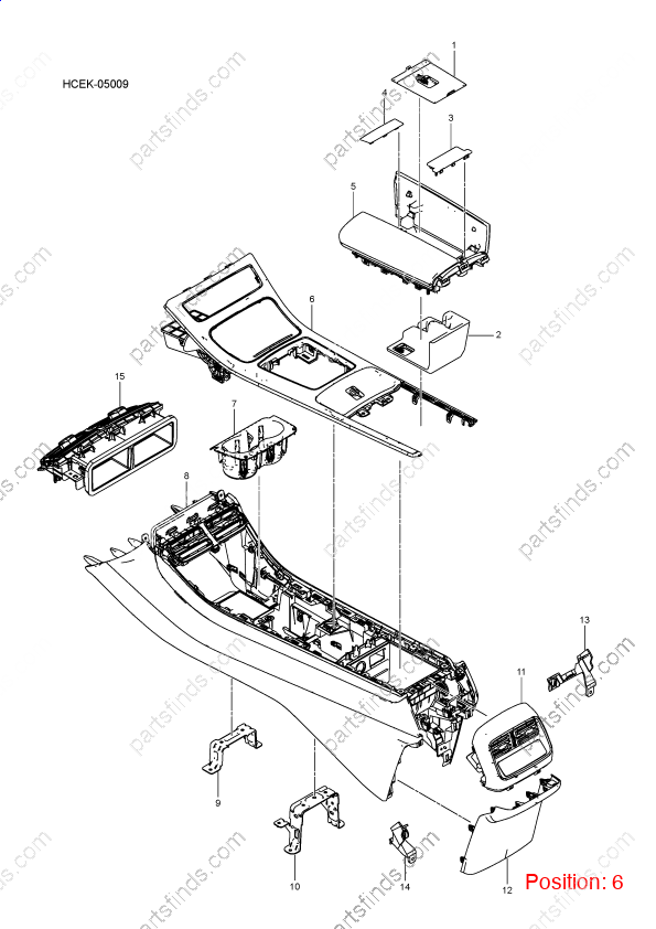 13507532-00|1350753200 | Shift lever trim panel | BYD parts | HCEF-5305040D-004A | HCEF5305040D004A | Han EV | PartsFinds