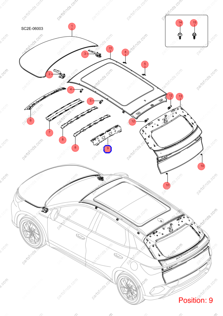 13623378-00|1362337800 | Roof beam | BYD parts | SC2E-5701300/77 | SC2E570130077 | Atto3 PLUS EV | Yuan PLUS EV | PartsFinds