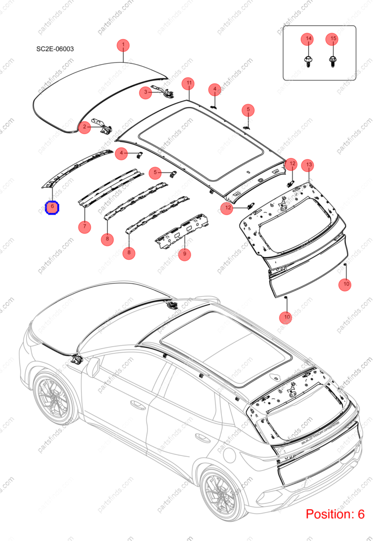 13623379-00|1362337900 | Roof beam | BYD parts | SC2E-5701200/77 | SC2E570120077 | Atto3 PLUS EV | Yuan PLUS EV | PartsFinds