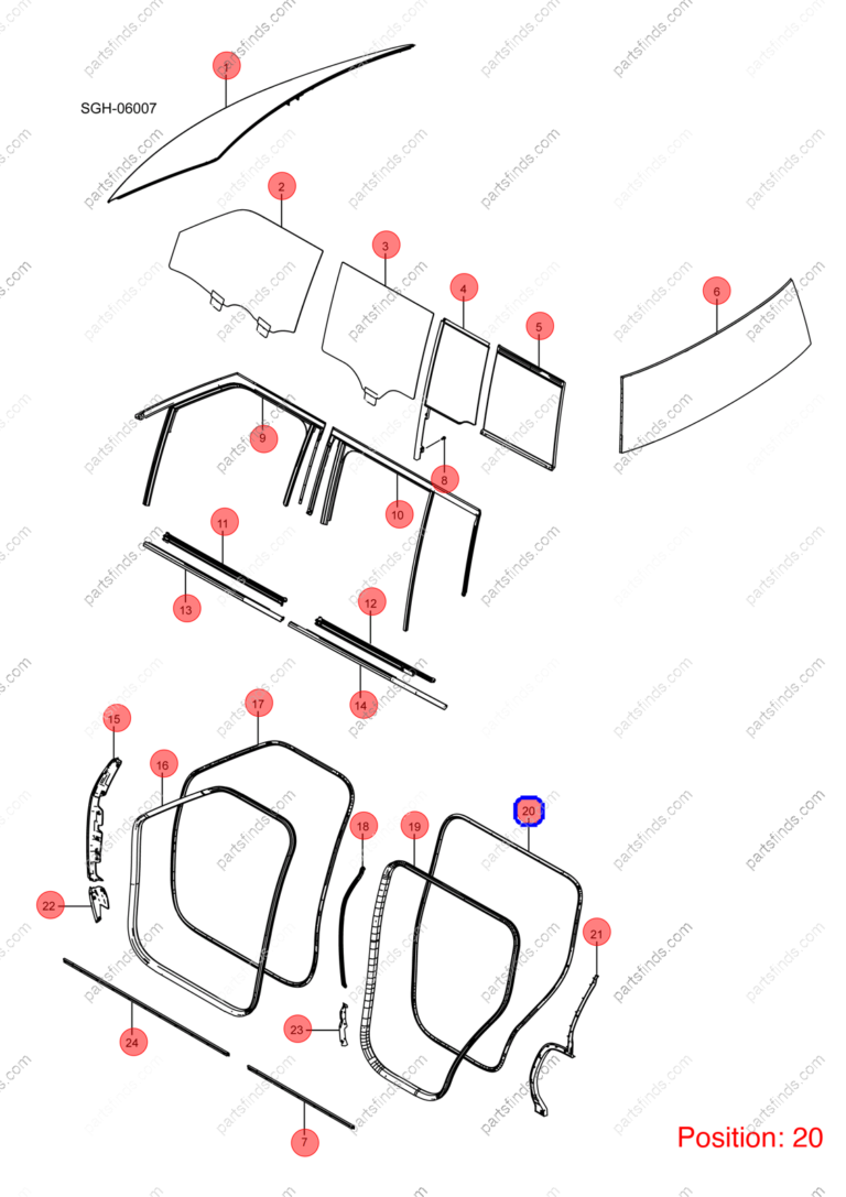 13631317-00|1363131700 | Door frame weatherstrip | BYD parts | SGH-5407114 | SGH5407114 | YANGWANG U8 | YANGWANG U8 PHEV | YANGWANG U8 HYBRID | PartsFinds