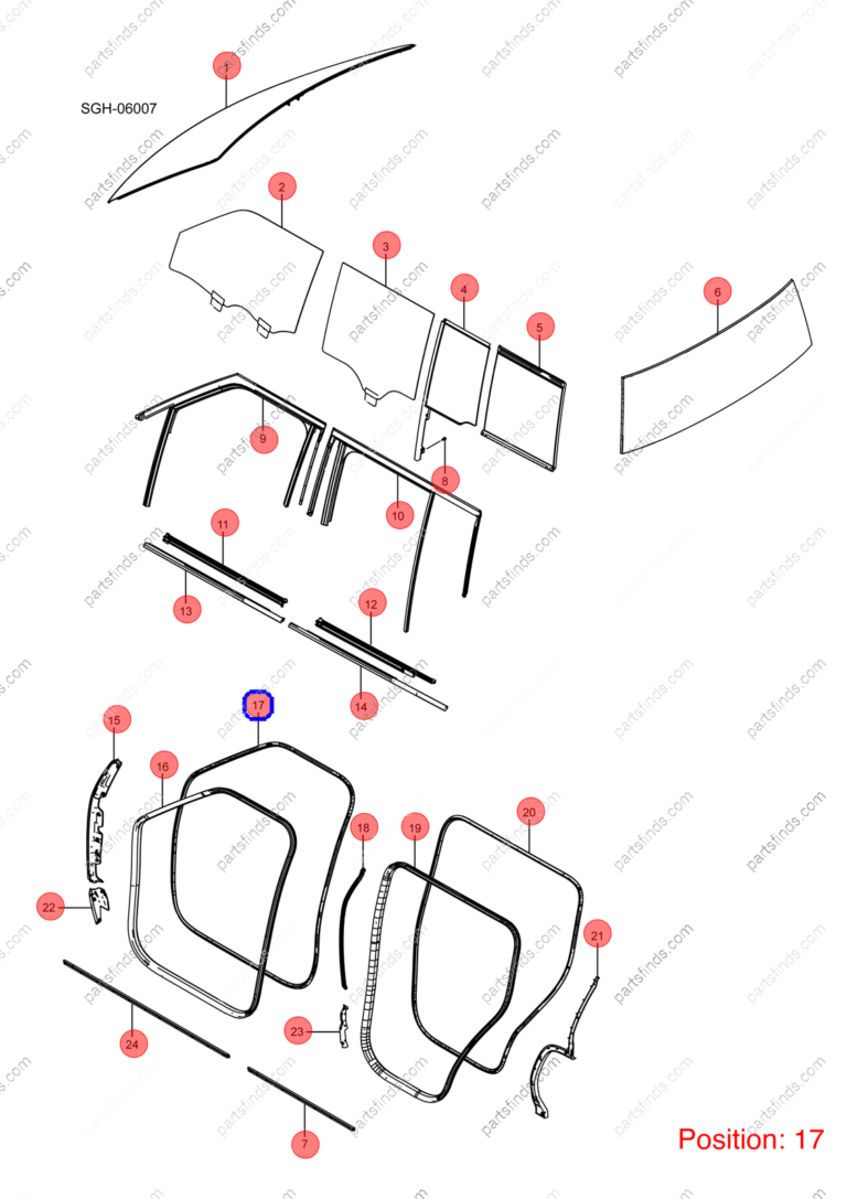 13631318-00|1363131800 | Door frame weatherstrip | BYD parts | SGH-5407111 | SGH5407111 | YANGWANG U8 | YANGWANG U8 PHEV | YANGWANG U8 HYBRID | PartsFinds