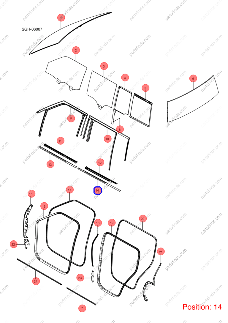 13635837-00|1363583700 | Door glass pressure strip | BYD parts | SGH-6207116 | SGH6207116 | YANGWANG U8 | YANGWANG U8 PHEV | YANGWANG U8 HYBRID | PartsFinds