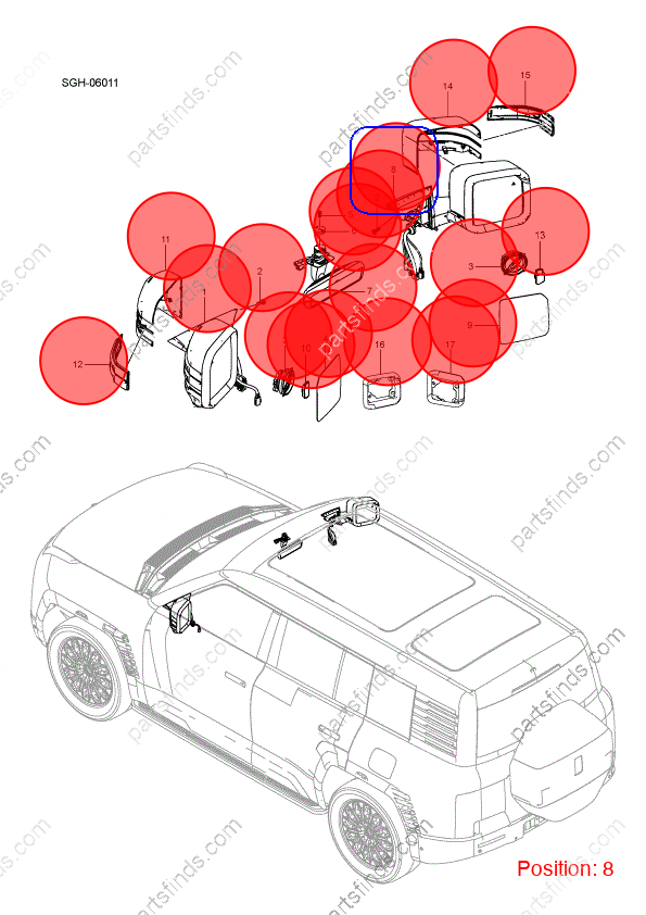 13699498-00|1369949800 | Reverse mirror assembly | BYD parts | SGHA-8202109 | SGHA8202109 | YANGWANG U8 | YANGWANG U8 PHEV | YANGWANG U8 HYBRID | PartsFinds