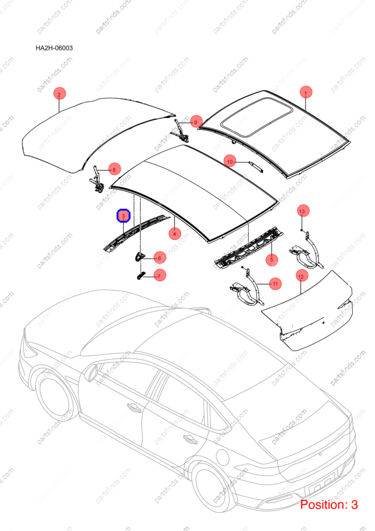 13702057-00|1370205700 | Roof beam | BYD parts | HA2HF-5701200/77 | HA2HF570120077 | KING DM-i | Chazor DM-i | Seal5 DM-i | PartsFinds