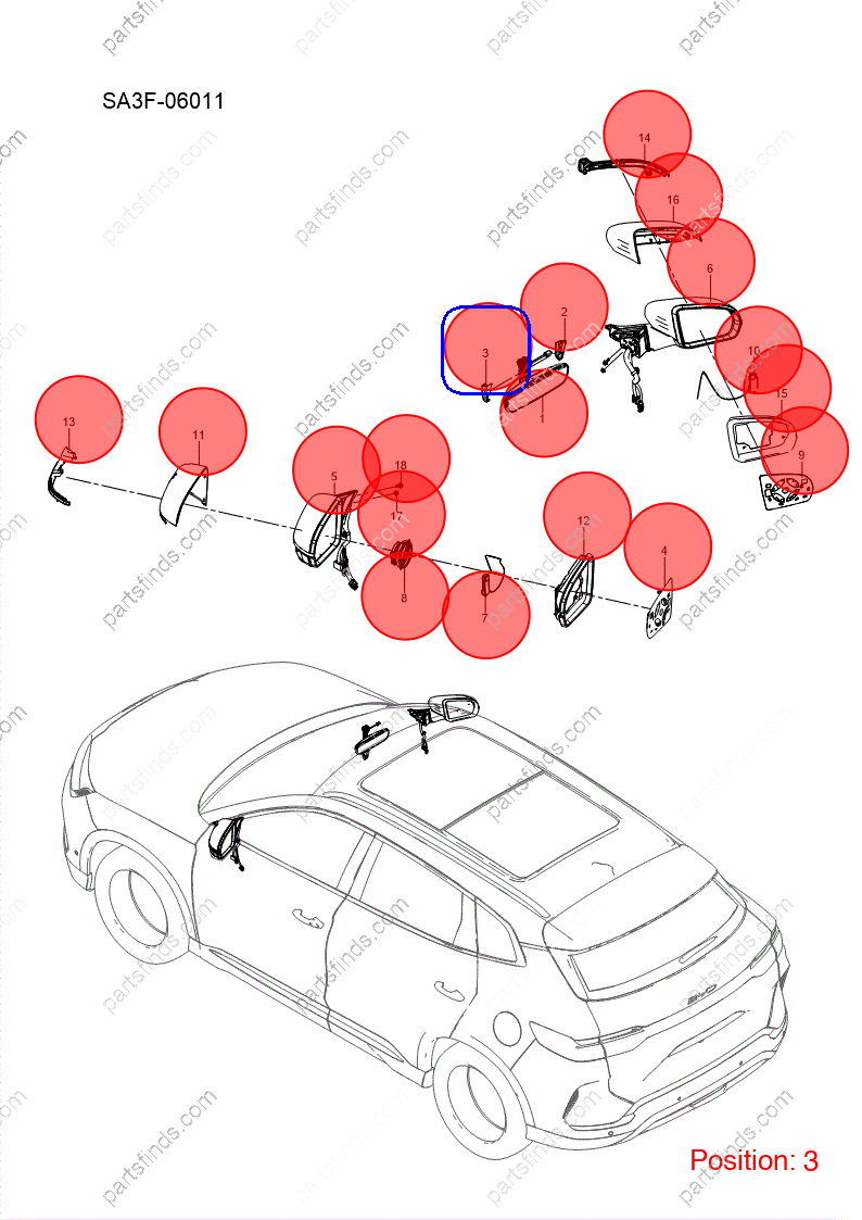 13747105-00|1374710500 | Reverse mirror assembly | BYD parts | SA3HL-8202100 | SA3HL8202100 | Song PLUS EV | Song PLUS DM-i | PartsFinds 13747105-00|1374710500 | Reverse mirror assembly | BYD parts | SA3HL-8202100 | SA3HL8202100 | Song PLUS EV | Song PLUS DM-i | PartsFinds