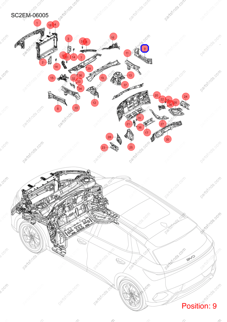 13778430-00|1377843000 | Main beam outer panel | BYD parts | SC2EM-5301569/77 | SC2EM530156977 | Atto3 PLUS EV | Yuan PLUS EV | PartsFinds