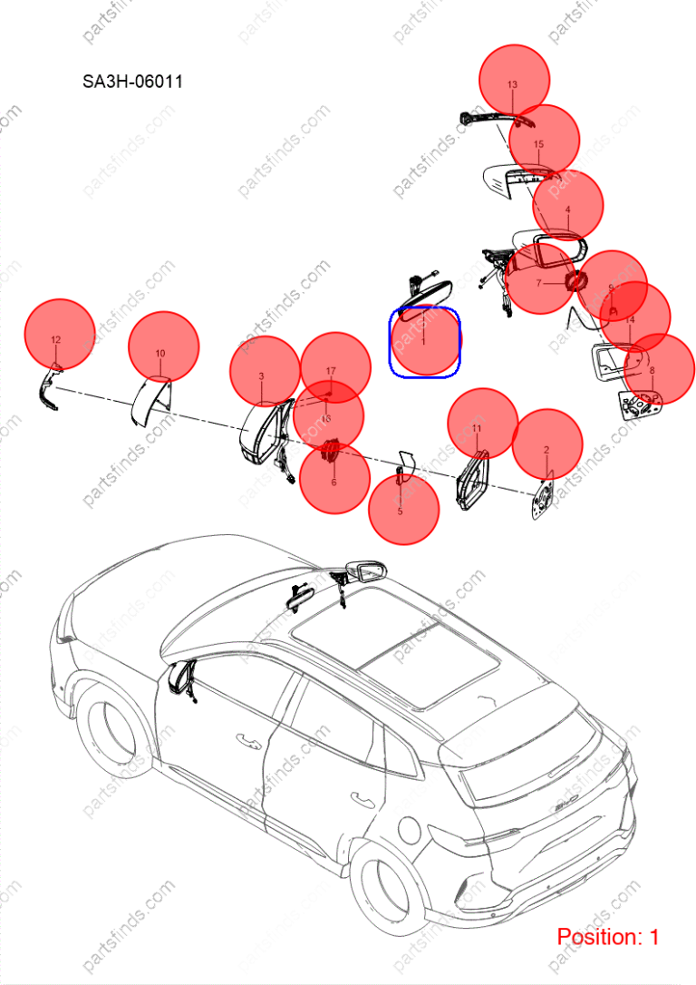 13831721-00|1383172100 | Interior mirror | BYD parts | SA2H-8201100B | SA2H8201100B | Atto3 PLUS EV | Yuan PLUS EV | Song PLUS DM-i | PartsFinds