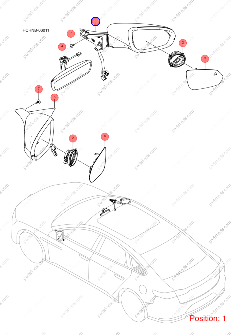 14416506-00|1441650600 | Reverse mirror assembly | BYD parts | HCEM-8202109 | HCEM8202109 | Han EV | PartsFinds