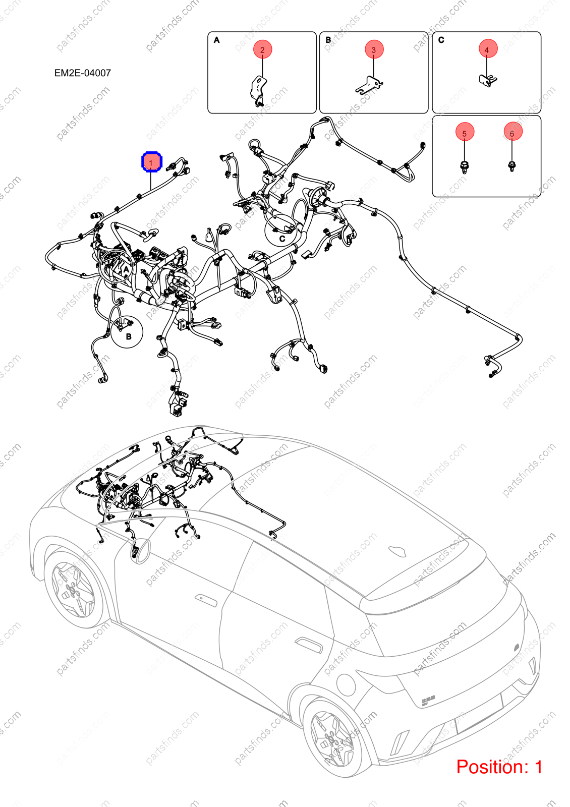 14784493-00|1478449300 | Engine wiring harness | BYD parts | EM2EFA-4011100K-D1 | EM2EFA4011100KD1 | Dolphin EV | PartsFinds 14784493-00|1478449300 | Engine wiring harness | BYD parts | EM2EFA-4011100K-D1 | EM2EFA4011100KD1 | Dolphin EV | PartsFinds