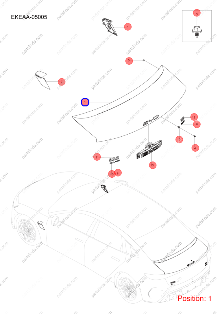 14827003-00|1482700300 | Tailgate trim panel | BYD parts | EKEAA-6302210 | EKEAA6302210 | Seal EV | PartsFinds