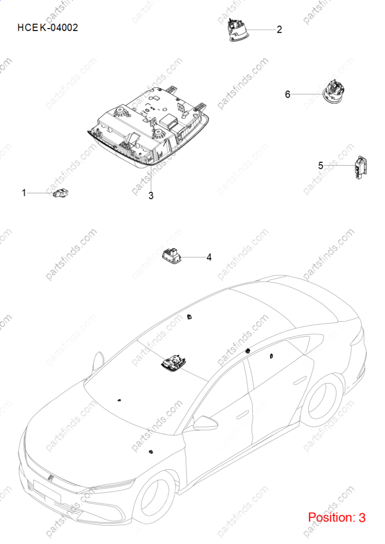 14950988-00|1495098800 | Reading light | BYD parts | HC-4123010A-D5A7 | HC4123010AD5A7 | Han EV | PartsFinds