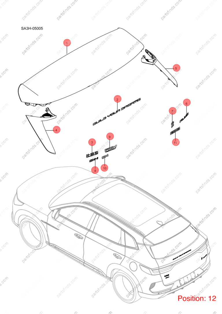 15161229-00|1516122900 | Tailgate trim panel | BYD parts | SA3HV-6302210 | SA3HV6302210 | Song PLUS EV | Song PLUS DM-i | PartsFinds