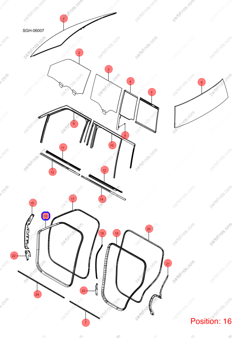15487914-00|1548791400 | Door weatherstrip | BYD parts | SGH-6107112A | SGH6107112A | YANGWANG U8 | YANGWANG U8 PHEV | YANGWANG U8 HYBRID | PartsFinds