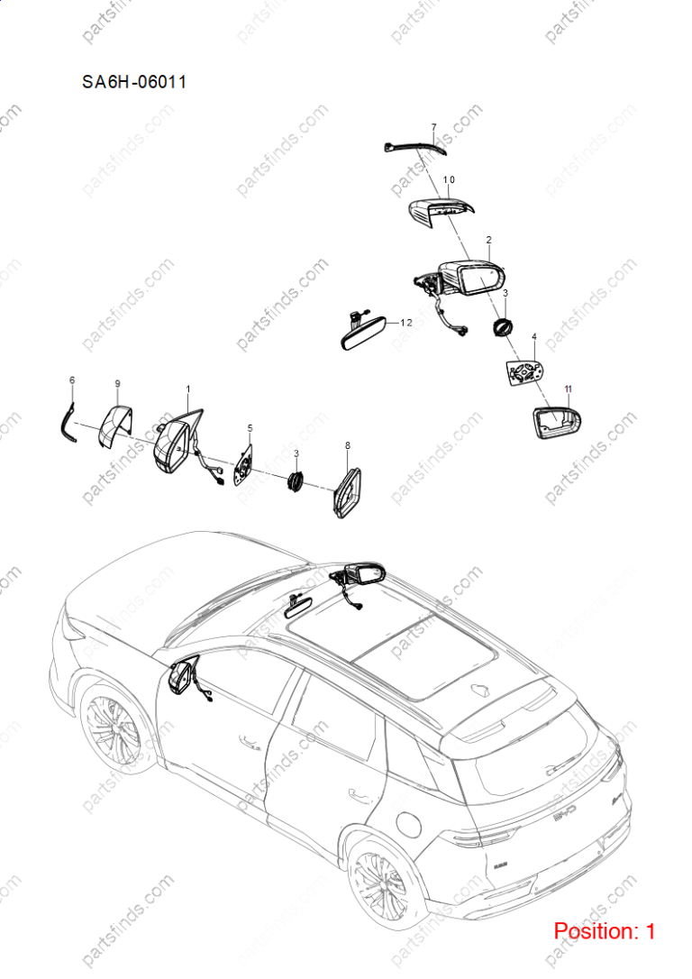 15494892-00|1549489200 | Reverse mirror assembly | BYD parts | SA6HA-8202100E | SA6HA8202100E | Song PRO DM-i | PartsFinds