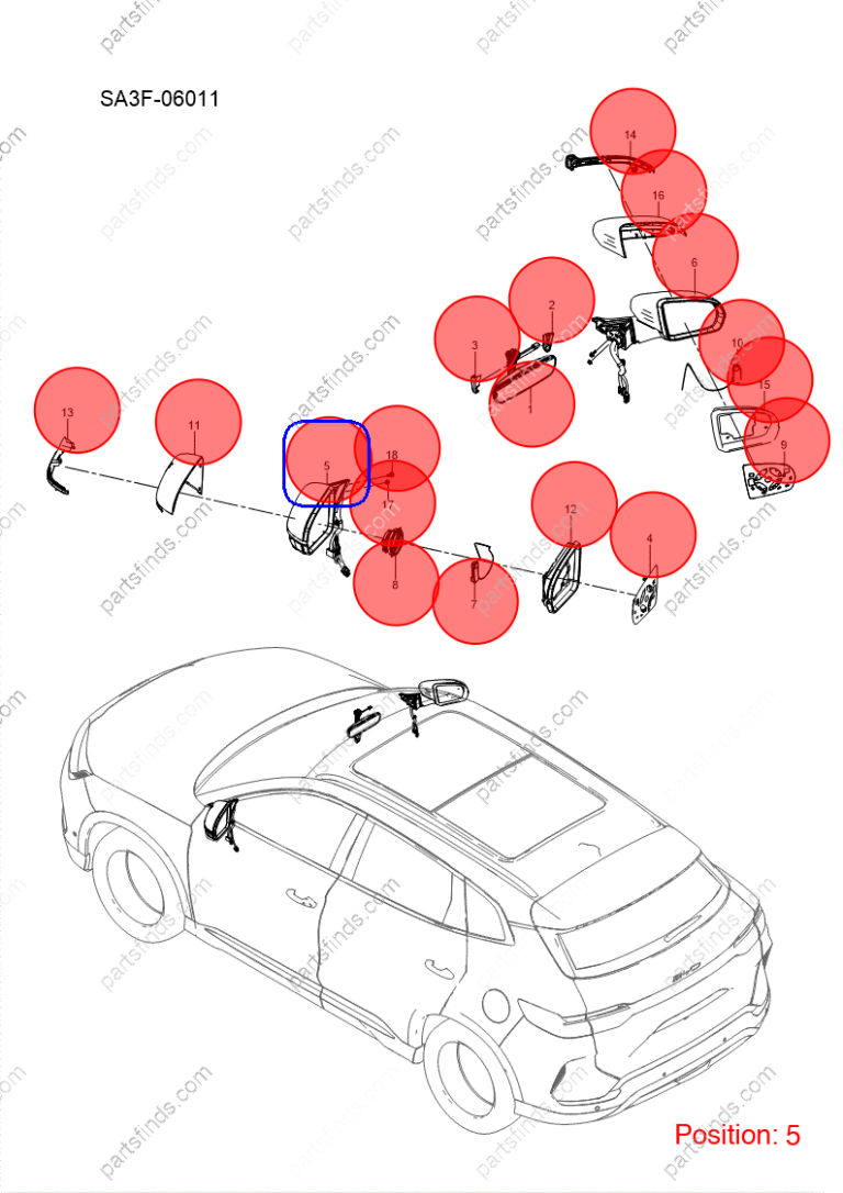 15544543-00|1554454300 | Reverse mirror assembly | BYD parts | SA3HV-8202100A | SA3HV8202100A | Song PLUS DM-i | PartsFinds