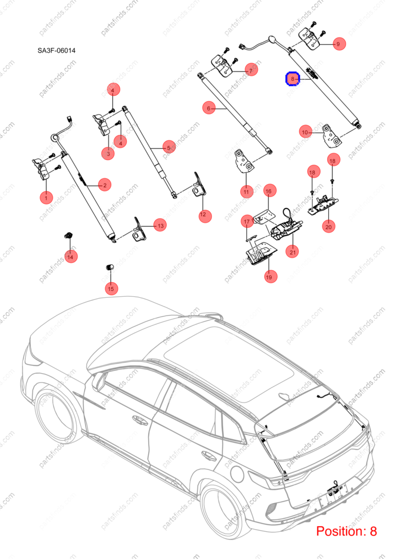 15632532-00|1563253200 | Tailgate Lift Support | BYD parts | SA3F-6309512F | SA3F6309512F | Song PLUS EV | PartsFinds