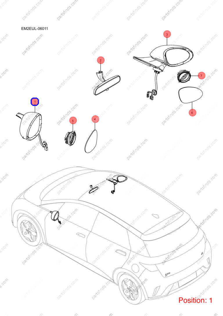 15844163-00|1584416300 | Reverse mirror assembly | BYD parts | EM2E-8202100F-D2 | EM2E8202100FD2 | Dolphin EV | PartsFinds