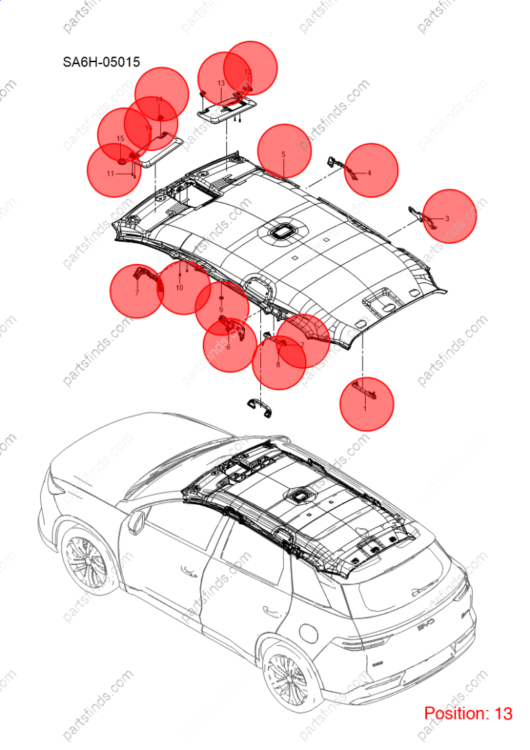 15887443-00|1588744300 | Sun visor | BYD parts | SA2FC-8204020F-00DY | SA2FC8204020F00DY | Song PRO DM-i | PartsFinds