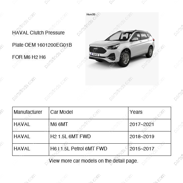 1601200-EG01B|1601200EG01B | Clutch Pressure Plate | HAVAL parts | | | M6 6MT | H2 1.5L 6MT FWD | H6 I 1.5L Petrol 6MT FWD | PartsFinds