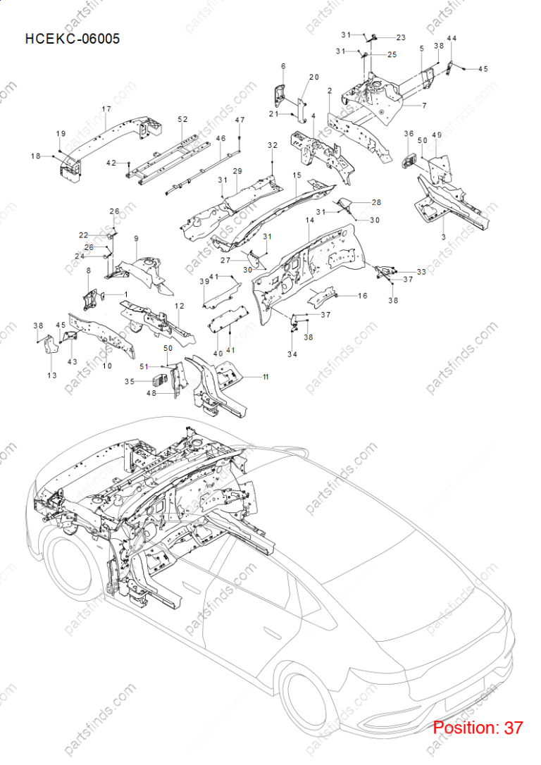 17293700-00|1729370000 | Longitudinal beam bracket | BYD parts | HCEKC-5301410/77 | HCEKC530141077 | Han EV | PartsFinds